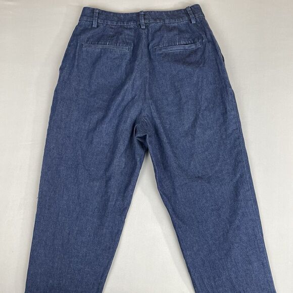 Uniqlo Denim Pleated Dress Pants Women’s Size 0 Dark Blue Cotton Trousers Casual - Picture 6 of 16